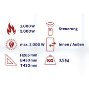 Decken-Heizstrahler Lampen-Design 2 kW WDH-200LS Technische Daten