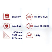 Kleiner Luftreiniger mit UV-C Licht WDH-626L Technische Daten