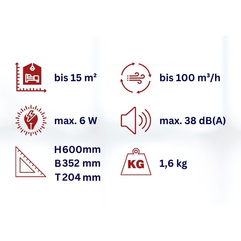 Kleiner Luftreiniger mit UV-C Licht WDH-626L Technische Daten