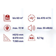 Luftreiniger mit Ionisator und UV-C Licht WDH-C03 Technische Daten